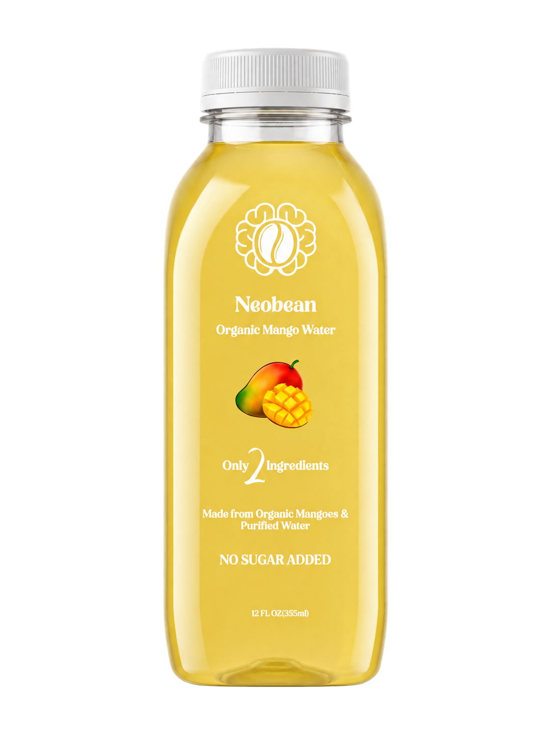 Neobean Organic Mango Water bottle on transparent background