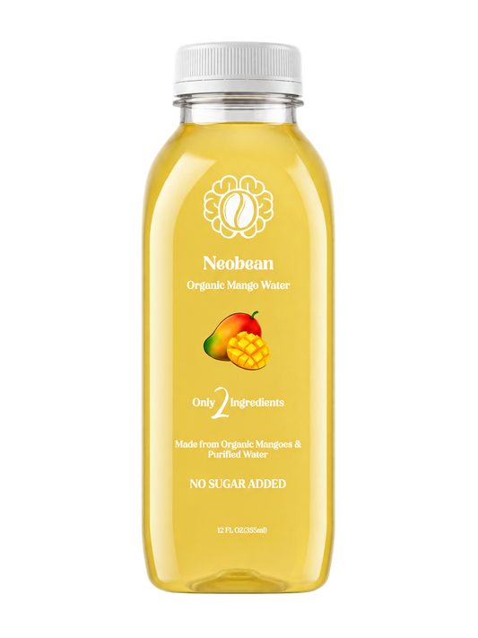 Neobean Organic Mango Water bottle on transparent background