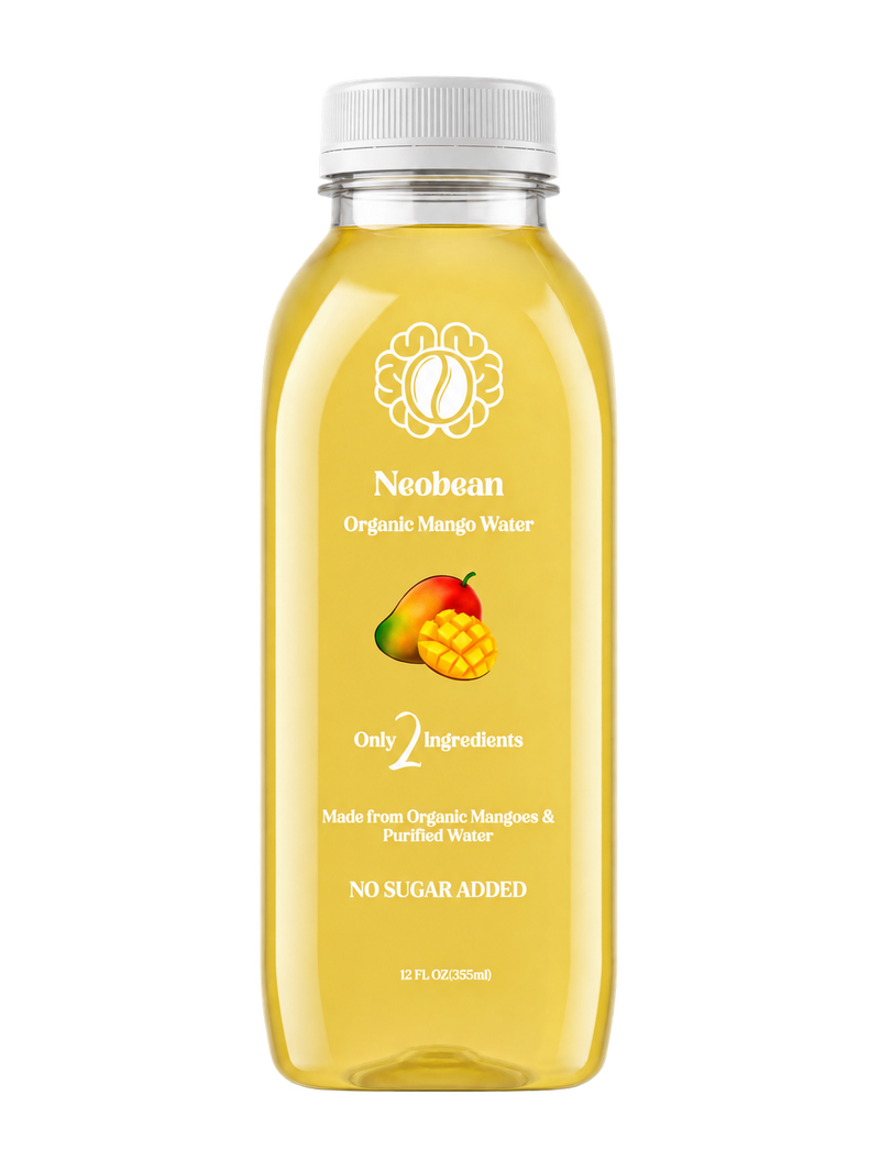 Neobean Organic Mango Water bottle on transparent background