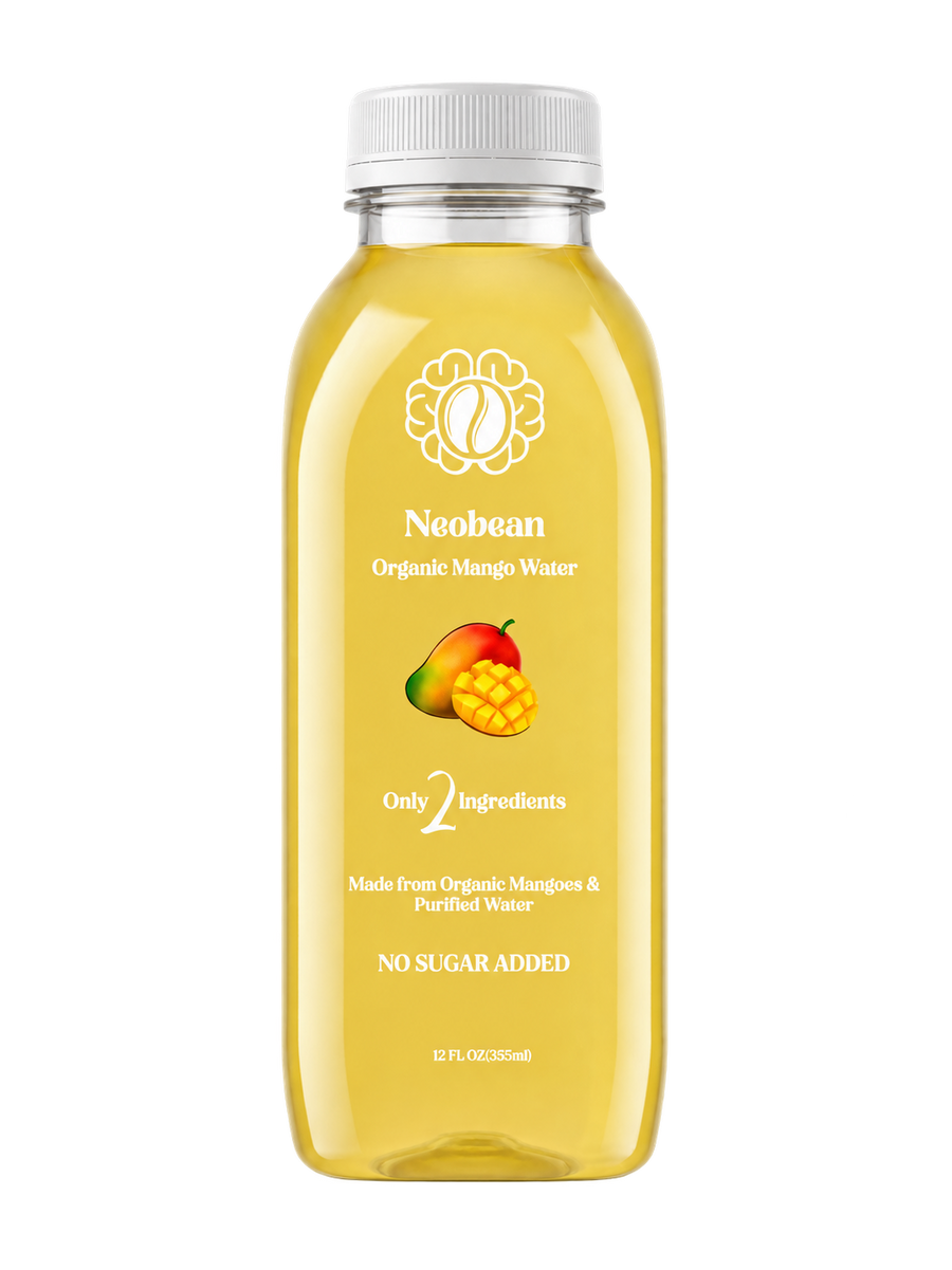 Neobean Organic Mango Water bottle on transparent background